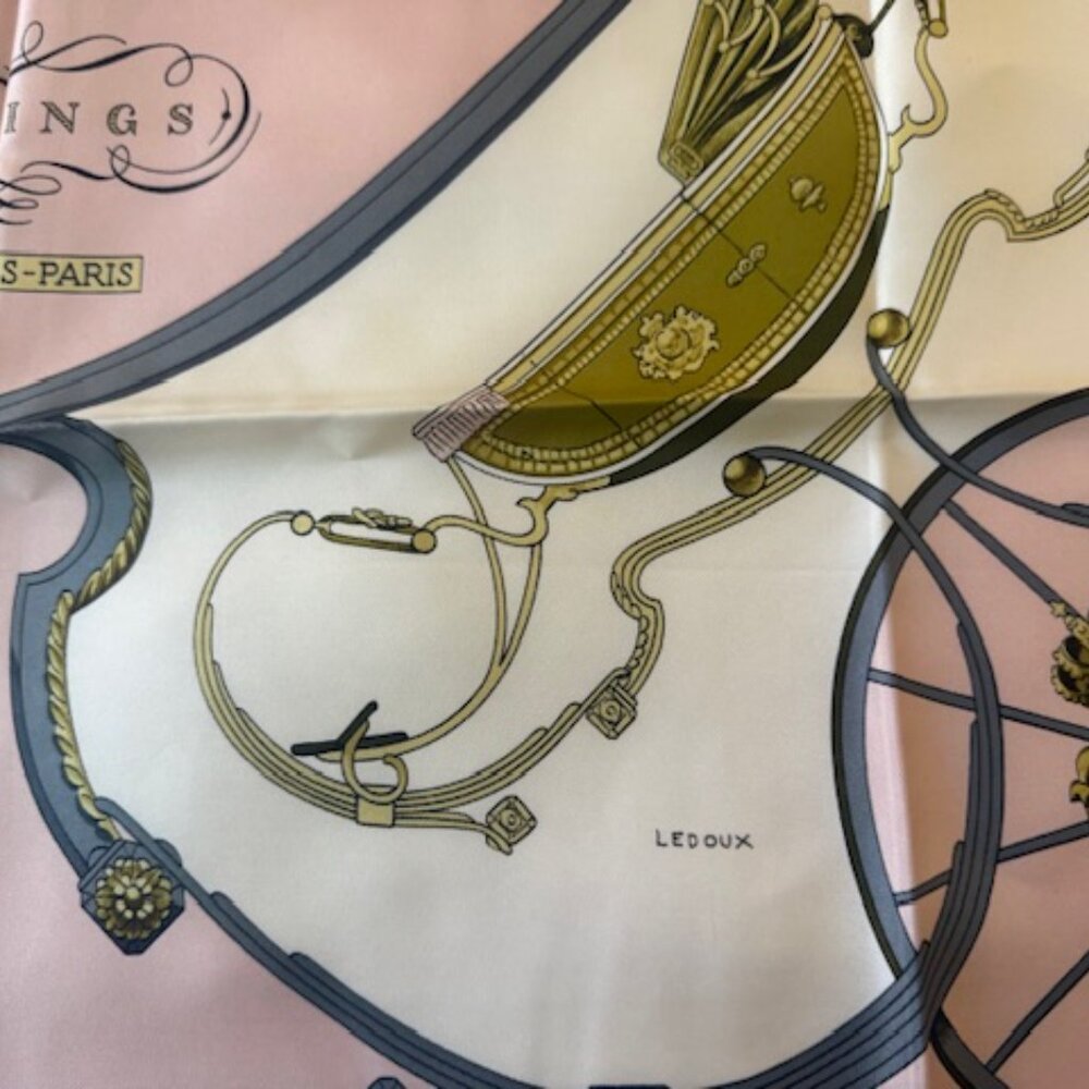 Hermès Silk Twill Scarf : ‘Springs’ designed by Philippe Ledoux, edited 1974 - Picture 4 of 8